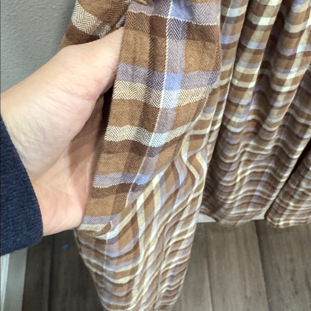 Madewell Gauze Sophia Midi Dress with 3/4‎ Sleeves flannel plaid nh280 - Picture 10 of 15